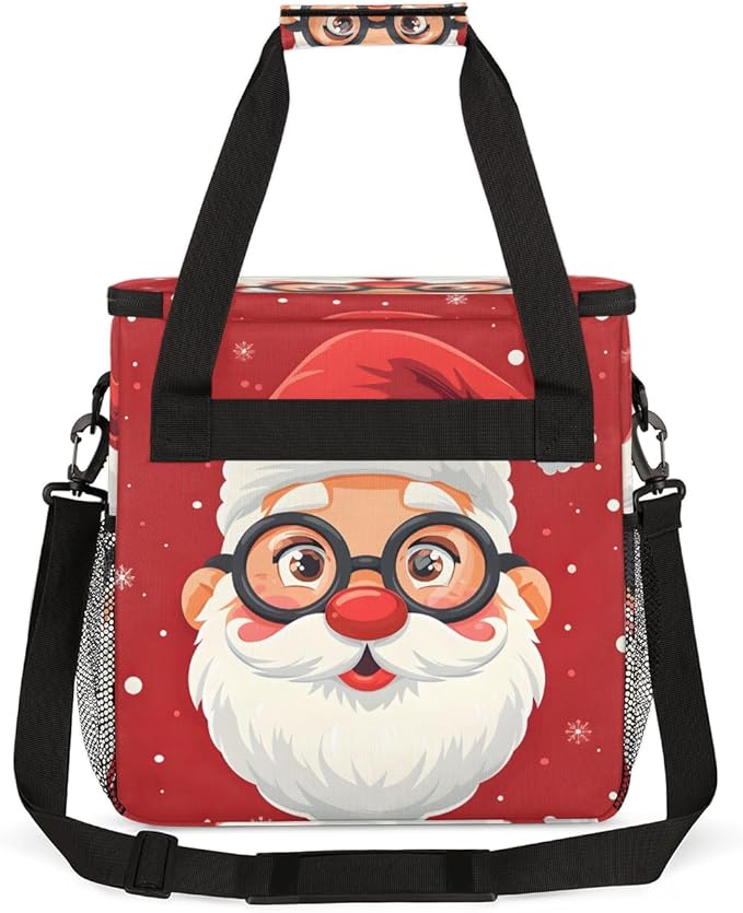 Cute Santa Claus Coffee Maker Carrying Bag Retro Santa Claus Travel Storage Bag Compatible with K-Mini or K-Mini Plus Single Serve Coffee Brewer Carrying Case with Multiple Pockets &amp Shoulder St