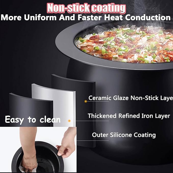 2000W Automatic Cooking Machine 6 L Electric Cooking Wok Fried Rice Machine One-Click Start 3 Speed Adjustable 360° Automatic Rotation for Stir Frying Stewing Cooking