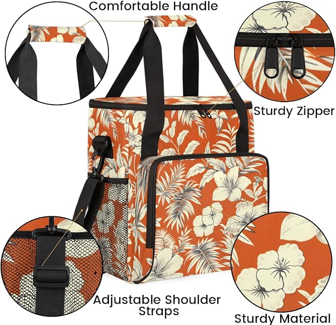 Delicate Flower Coffee Maker Carrying Bag Portable Travel Storage Tote Bag Compatible with K-Mini or K-Mini Plus Single Serve Coffee Brewer Carrying Case with Multiple Pockets &amp Shoulder Strap