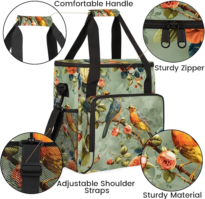Peony Birds Coffee Maker Carrying Bag Portable Travel Storage Tote Bag Compatible with K-Mini or K-Mini Plus Single Serve Coffee Brewer Carrying Case with Multiple Pockets &amp Shoulder Strap