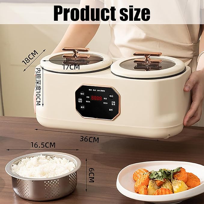 3.4L Double Spelling Rice Cooker Electric Multi-functional Double-liner Hotpot Pot Comes with 1 Steamer Keep Warm