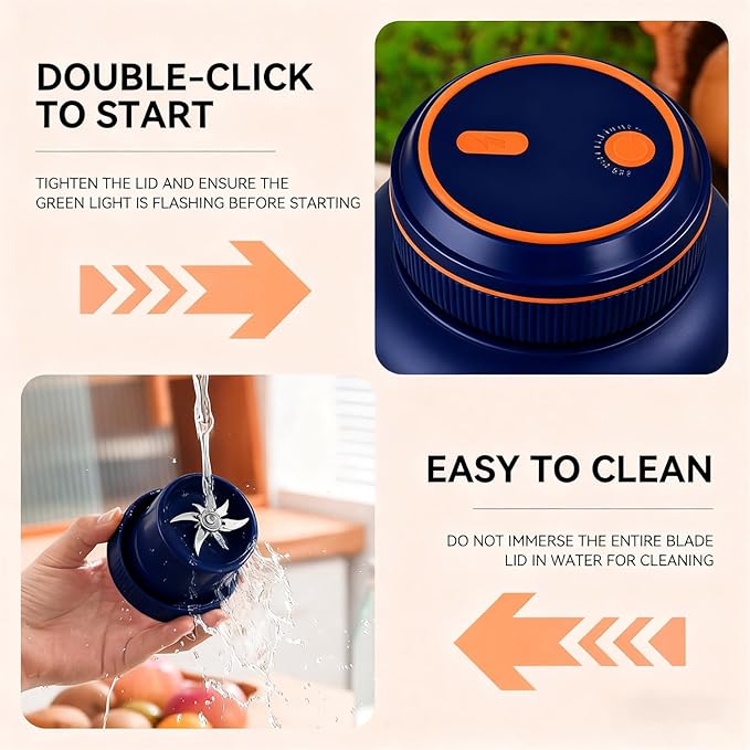 Blue Portable Blender 27oz Personal Smoothie Maker for Shakes and Juices USB-C Rechargeable Travel Blender for Fruits and Vegetables Mini On-the-Go Juicer Cup for GymOffice &amp Outdoor