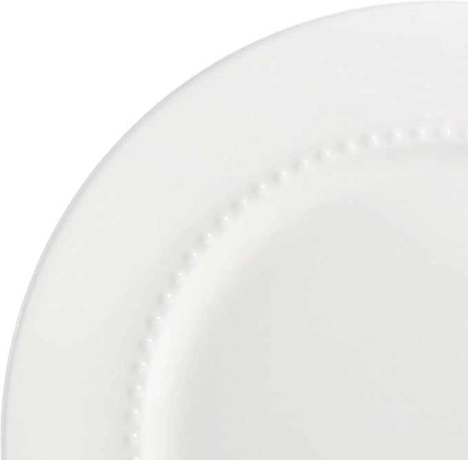 Gibson Elite Embossed Bone China 16-Piece Double Bowl Dinnerware Set Service for 4 – White Elegant Plates and Bowls