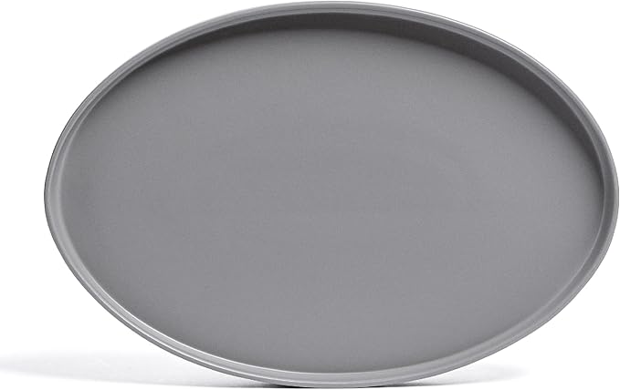 over&ampback Stackable Stoneware Serving Platter - Elegant 1-Piece Oval Serving Platter to Complete Your Kitchen Set - Perfect for Appetizers Desserts and More - 16 L x 11 W - Semi-Matte Charcoal