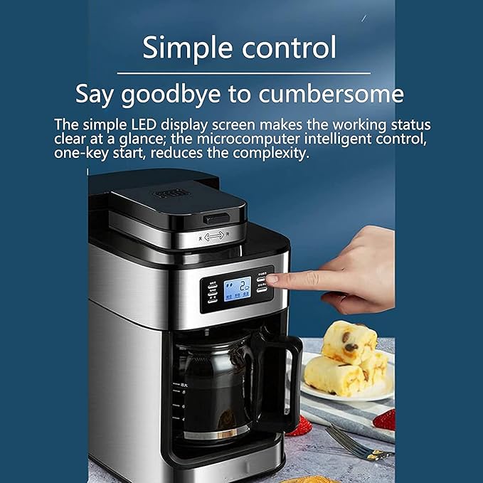 Coffee Machine Fully Automatic Grinding Machine Drip Type Milk Frother 92℃ Constant Temperature LED LCD Suitable For All Ages