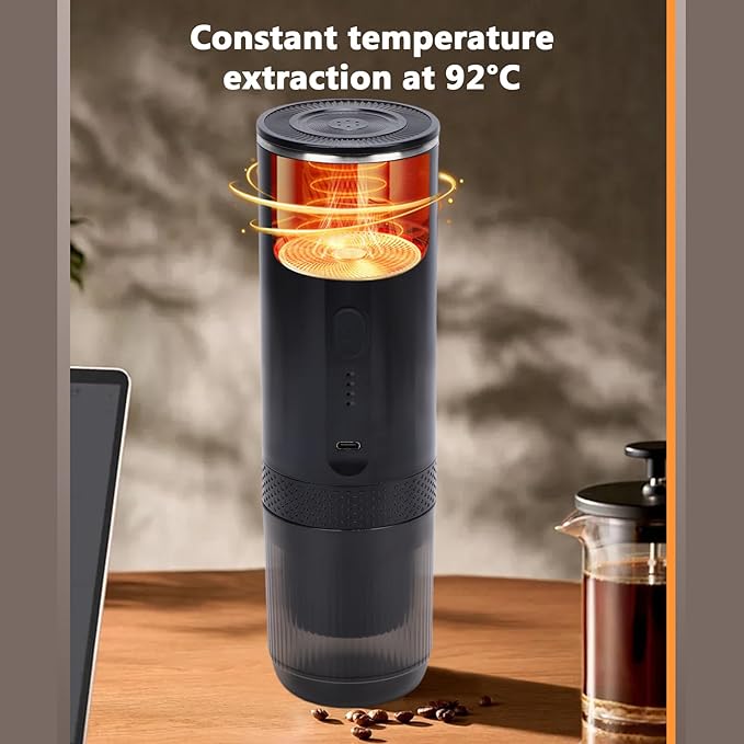 Portable Espresso Maker 20 Bar Espresso Coffee Machine 3 In 1 Travel Coffee Maker Fast Heating Compatible with Ground Coffee and Capsule for Hiking Office RV (Black)