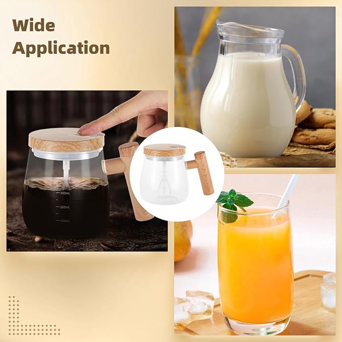 400 Ml Auto Stirring Glass Cup for Mixed Milk Juice 2 Pcs Self Mixing Glass Coffee Mugs Handle &amp Lid with Automatic Electric Mixing Cup Rechargeable Rotating Blender Portable