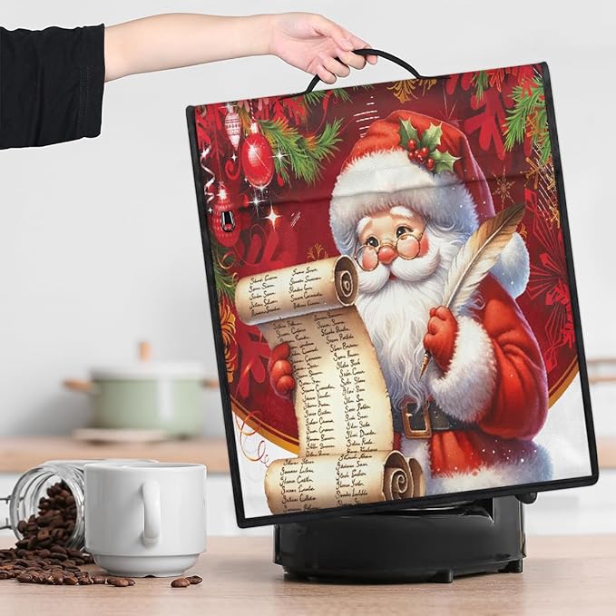 cfpolar Kitchen Aid Mixer Cover Compatible with 6-8 Quarts Santa Claus Christmas Ball Stand Mixer Cover Kitchen Aid Mixers Accessories Appliance Organizer Bag Dust Covers with Zipper Pocket