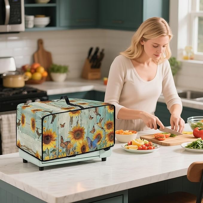 Doojoayie Small Appliance Covers Butterfly &amp Floral Toaster Oven Cover 6 Slice Kitchen Accessory Dust Protector 19.7x16x 10 Compatible with Toaster Machine
