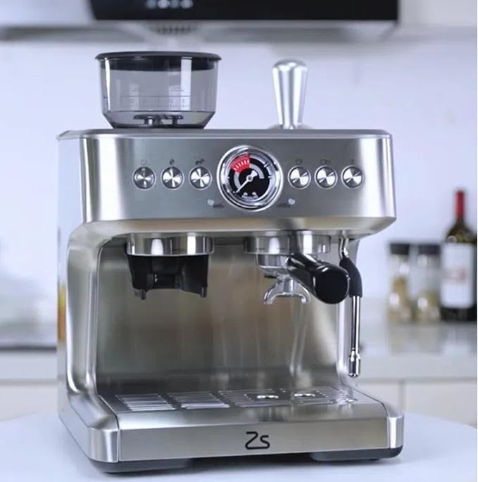 20 Bar Espresso Coffee Machine with Integrated Grinder 15 Grind Settings Stainless Steel Home Coffee Maker Steam Wand for Cappuccino &amp Latte Large 2.8l Removable Water Tank Professional Brewi