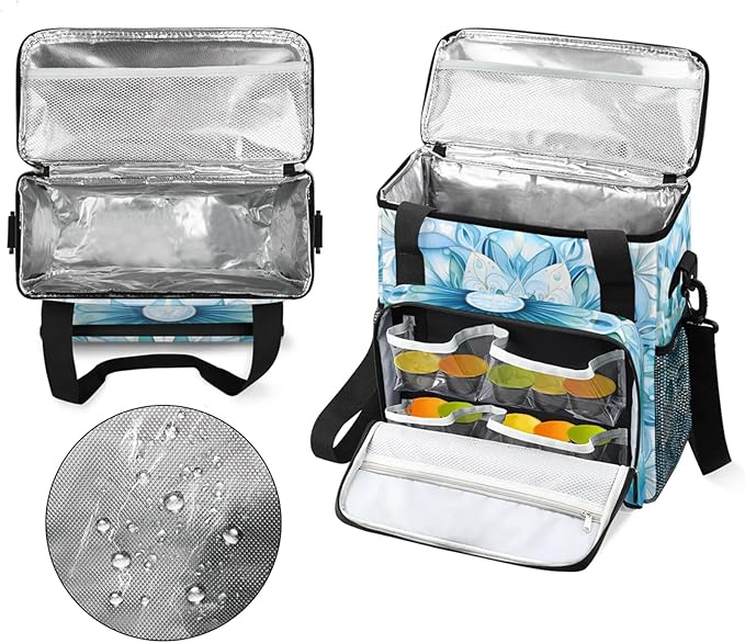Abstract Flower Pattern Coffee Maker Travel Bag for Keurig K-Mini/K-Mini Plus Insulated Waterproof Tote with Pockets for K-Cup Portable Single-Serve Brewer Case