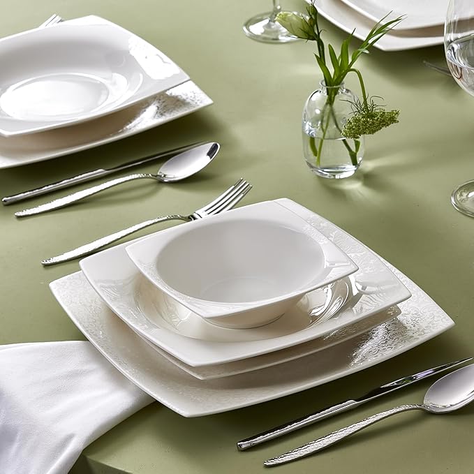 Karaca New Flava 24 Piece Porcelain Dinnerware Set for 6 People Elegant Porcelain Dishware with Dinner Pasta Side Plates Bowls Kitchen Essentials Durable Resistant Ideal for Dinner Serving