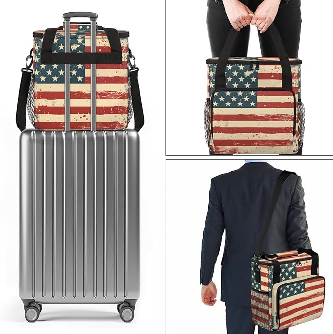 4th of JulyThirteen stripes Coffee Maker Carrying Bag Travel Storage Bag Compatible with K-Mini or K-Mini Plus Single Serve Coffee Brewer Carrying Case with Multiple Pockets &amp Shoulder Strap
