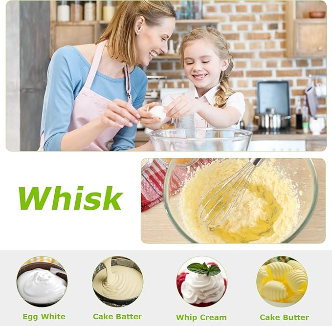 Immersion Handheld Blender Bonsenkitchen 9-Speed Stainless Steel Hand Blender Set with Wall Mounted Bracket Food Grinder Bowl Measuring Mug Egg Whisk for Smoothies Infant Food Sauces Puree