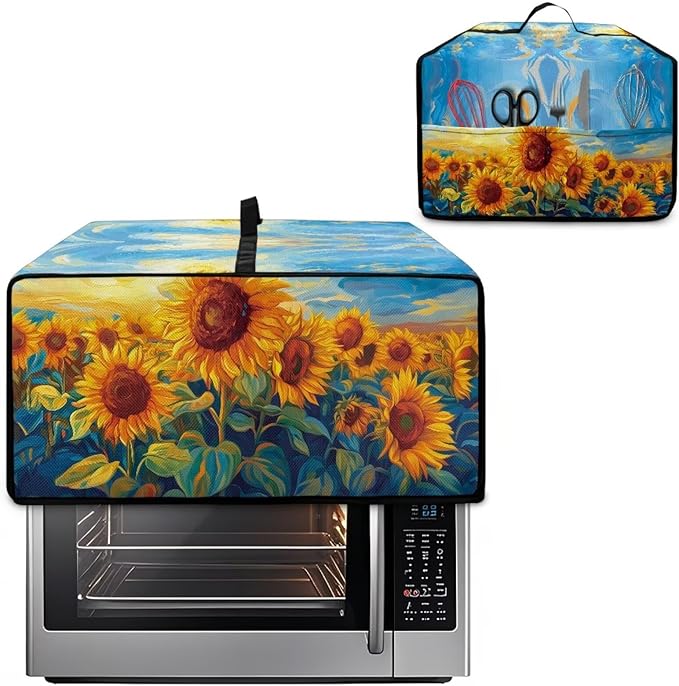Doojoayie Sunflower Pattern Toaster Cover 4 Slice Kitchen Appliance Covers 18.5x14.5x 9 Small Appliance Dust Protector with Top Handle Easy to Storange