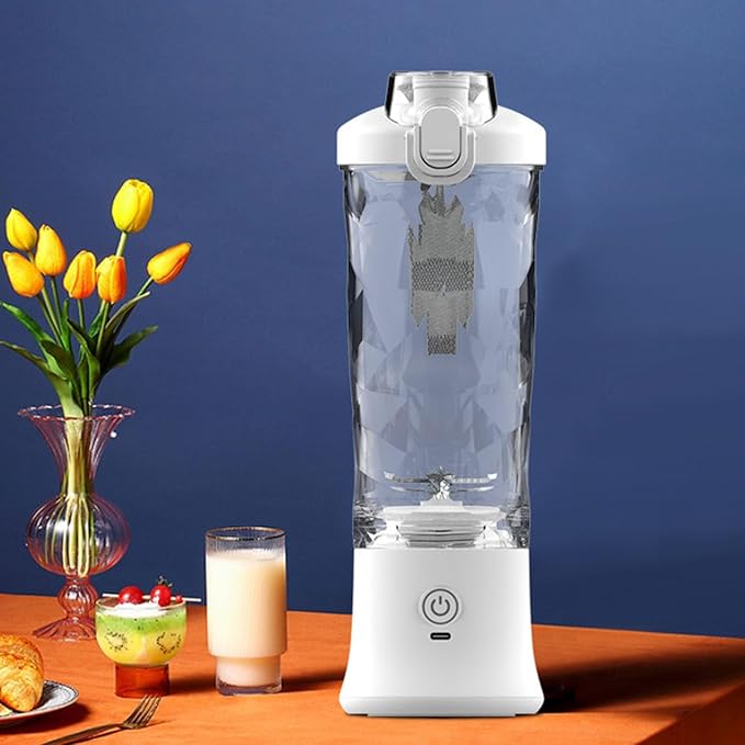 Portable Blender USB Electric Blender Mini Juicer Cup with Stainless Steel Blades 2 Modes for Making Smoothies Juice Shakes for Travel Camping Gym Office 600ml (White)