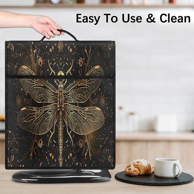 cfpolar Kitchen Aid Mixer Cover Compatible with 6-8 Quarts Vintage Dragonfly Black Stand Mixer Cover Kitchen Aid Mixers Accessories Appliance Organizer Bag Dust Covers with Zipper Pocket