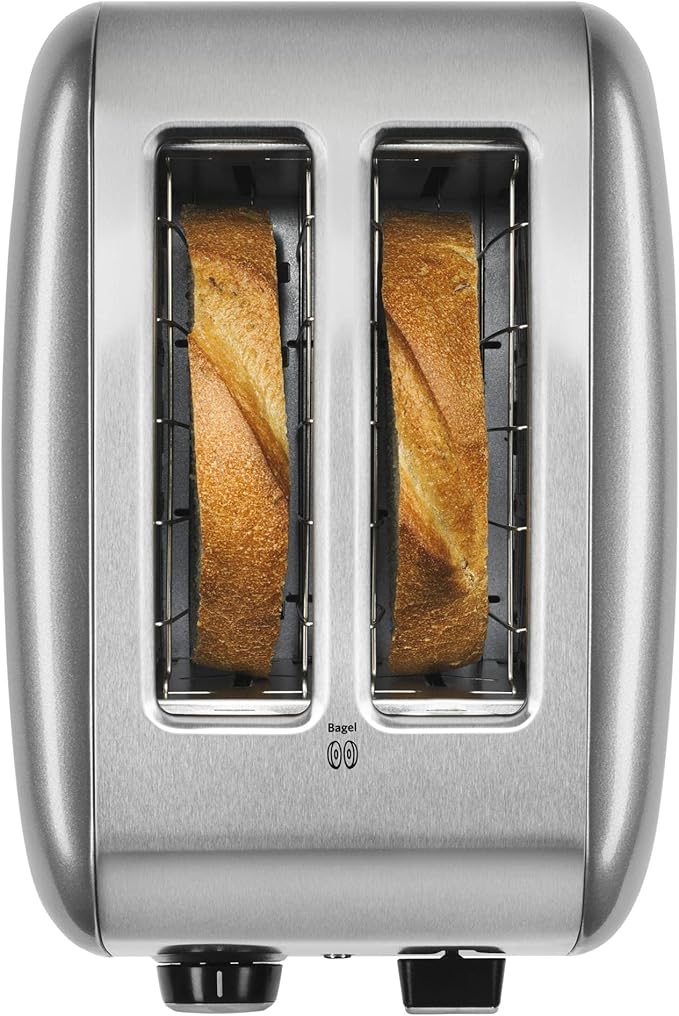 KitchenAid 12 Cup Coffee Maker with Spiral Showerhead (KCM1208DG) and 2 Slice Toaster for Bagels and More (KMT2115) Silver