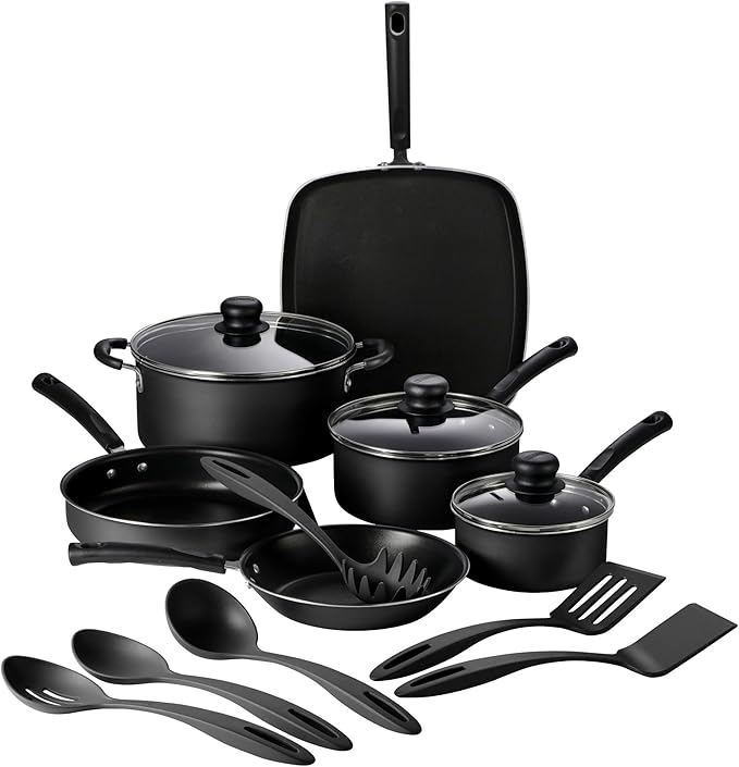 Kitchen Accessories 15 Pc Cookware Set - Silver Aluminum Nonstick Stainless Steel Cookware Set Kitchen Cookware Set