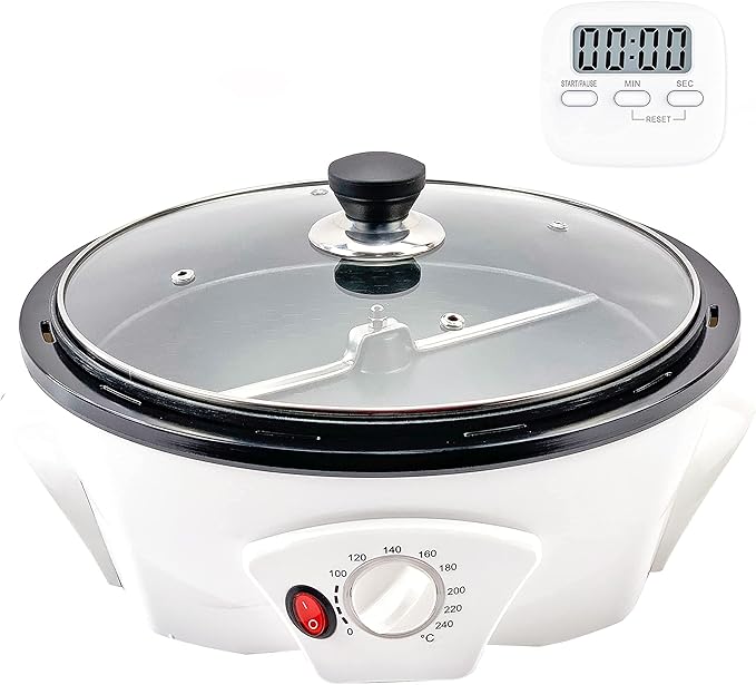 500g Coffee Bean Roaster Household Coffee Roasters Machine with Timer Electric Coffee Beans Roaster 0-240℃ Non-Stick for Cafe Shop Home Use. 110V