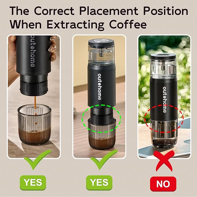 Portable Electric Espresso Machine15 Bar Self Heating Outdoor Coffee Maker Travel Coffee Machine for Camping With Ground Coffee and NS Capsule for RV OfficeCar Coffee with carry Bag