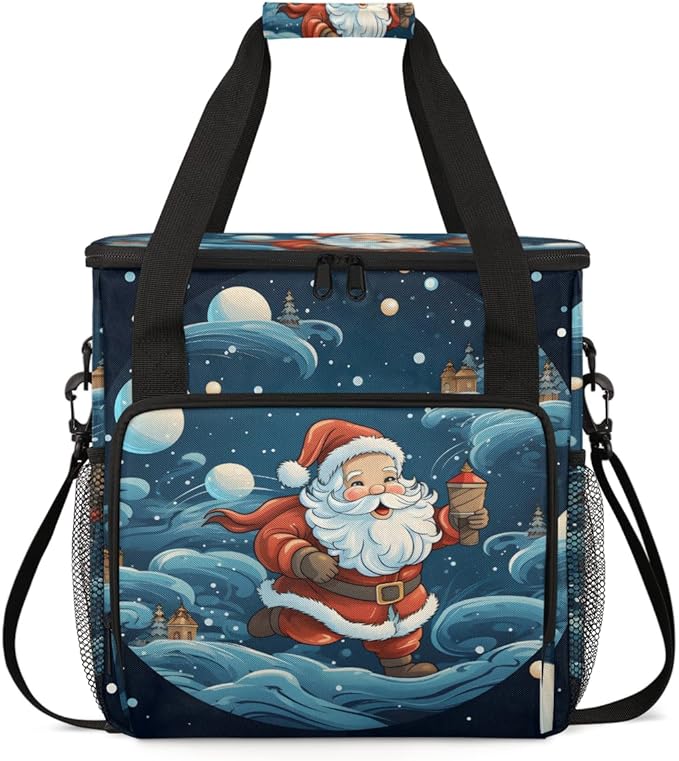 Fantastic Santa Claus Coffee Maker Carrying Bag Cartoon Santa Claus Travel Storage Bag Compatible with K-Mini or K-Mini Plus Single Serve Coffee Brewer Carrying Case with Pockets &amp Shoulder Stra
