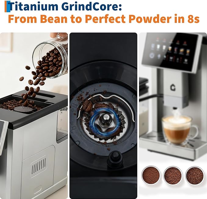 PeakPursuit Espresso Machine Espresso Coffee Maker Adjustable Coarseness/Flavor 3-Level Coffee/Milk Volume Removable Milk Tank for Women or Men