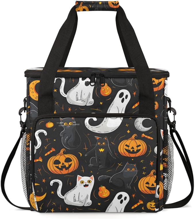 Gothic Pumpkin Coffee Maker Carrying Bag Abstract Pumpkin Travel Storage Bag Compatible with K-Mini or K-Mini Plus Single Serve Coffee Brewer Carrying Case with Multiple Pockets &amp Shoulder Strap