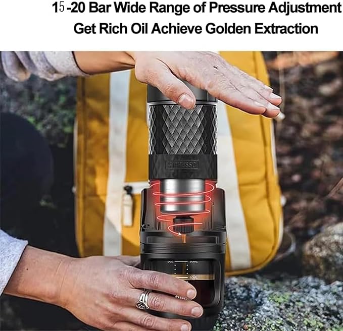 ERICAT Home Drip Coffee Brewer 2 IN1 Travel Coffee Maker 90 ° C Thermostatic Extraction and Stable Heating System Coffee Machine Fast Heating and No Need For Batteries Or Electricity For Camping