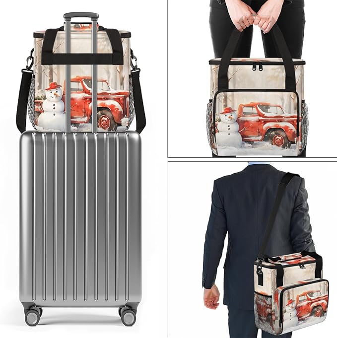 Xmas Snowman Coffee Maker Carrying Bag Christmas Snowman Travel Storage Bag Compatible with K-Mini or K-Mini Plus Single Serve Coffee Brewer Carrying Case with Multiple Pockets &amp Shoulder Strap