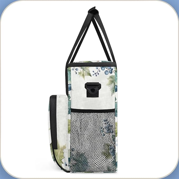 Grape Farmhouse Fruit Coffee Maker Carring Bag Large Insulated Storage Organizer Case Tote Bags with Shoulder Strap for Travel Work Picnic