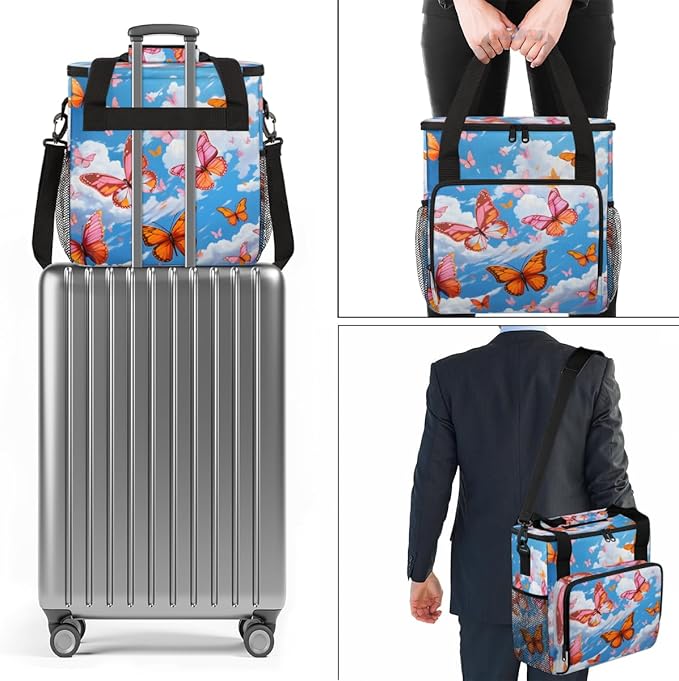 Abstract Butterfly Coffee Maker Carrying Bag Colorful Butterfly Travel Storage Bag Compatible with K-Mini or K-Mini Plus Single Serve Coffee Brewer Carrying Case with Pockets &amp Shoulder Strap