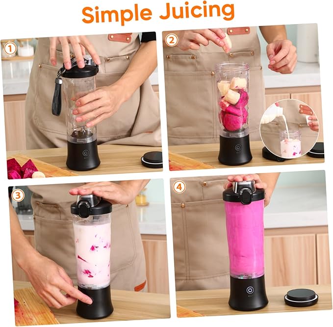 Zerodeko Portable Juicer for Fresh Juice Compact Travel Blender with Transparent Cup for Smoothies and Shakes for Gym and Office Use