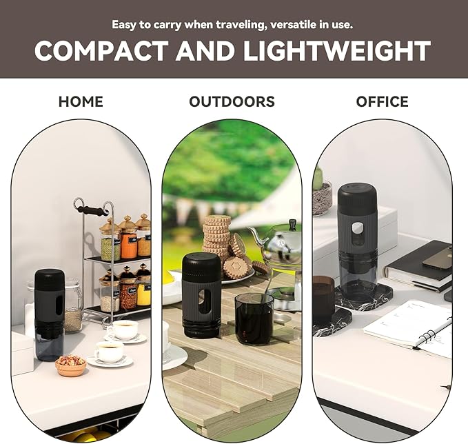 Portable Electric Coffee Maker (No Self-Heating Requires Hot Water) – Compatible with K-Cup &amp Ground Coffee 5oz Reservoir Fast Extraction Single Serve Brewer for Camping RV Travel Office – B