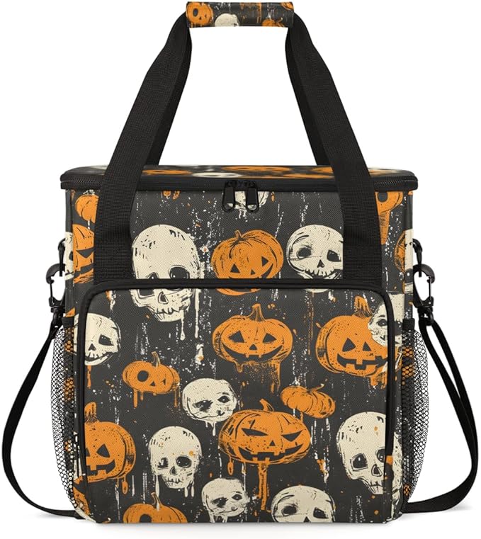 Halloween Pumpkin Coffee Maker Carrying Bag Retro Pumpkin Travel Storage Bag Compatible with K-Mini or K-Mini Plus Single Serve Coffee Brewer Carrying Case with Multiple Pockets &amp Shoulder Strap