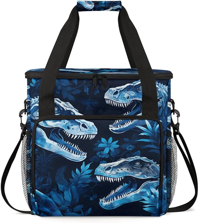 Dinosaur Floral Coffee Maker Carrying Bag Portable Travel Storage Tote Bag Compatible with K-Mini or K-Mini Plus Single Serve Coffee Brewer Carrying Case with Multiple Pockets &amp Shoulder Strap