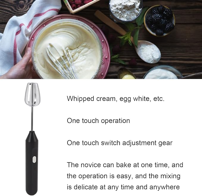 Electric Hand Blender3 in 1 Immersion Blender Handheld Beater Electric Milk Frother Coffee Blender Milkshake Blender Foamer Kitchen Tools(Black)