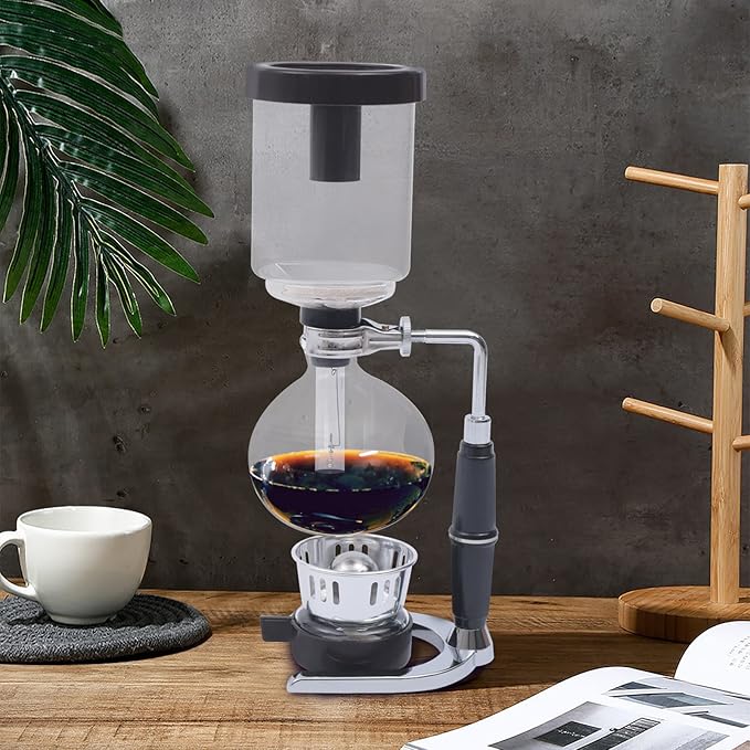 TFCFL Syphon Coffee Maker 5-Cup Unique Tabletop Glass Vacuum Siphon Pot Syphon Coffee Tea Brewer with Clear Burner