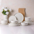 AmorArc Stoneware Dinnerware Sets for 6Reactive Ceramic Plates and Bowls SetHighly Chip and Crack Resistant | Dishwasher &amp Microwave Safe | Round Dishes Set Service for 6 (18pc)Matte White