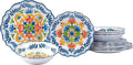 Flores Melamine 12 Pc Dinnerware Set Service for 4 – Unbreakable Outdoor Plates and Bowls Vibrant Floral Design Great for Entertaining Patio Dining Gifting and Everyday Use