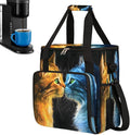 Fire Cat Ice Cat Cartoon Coffee Maker Carring Bag Travel Carrying Storage Tote Bag Compatible with Keurig K-Mini or K-Mini Plus Portable Single Serve Coffee Brewer Case with Pockets for K-cup Pods