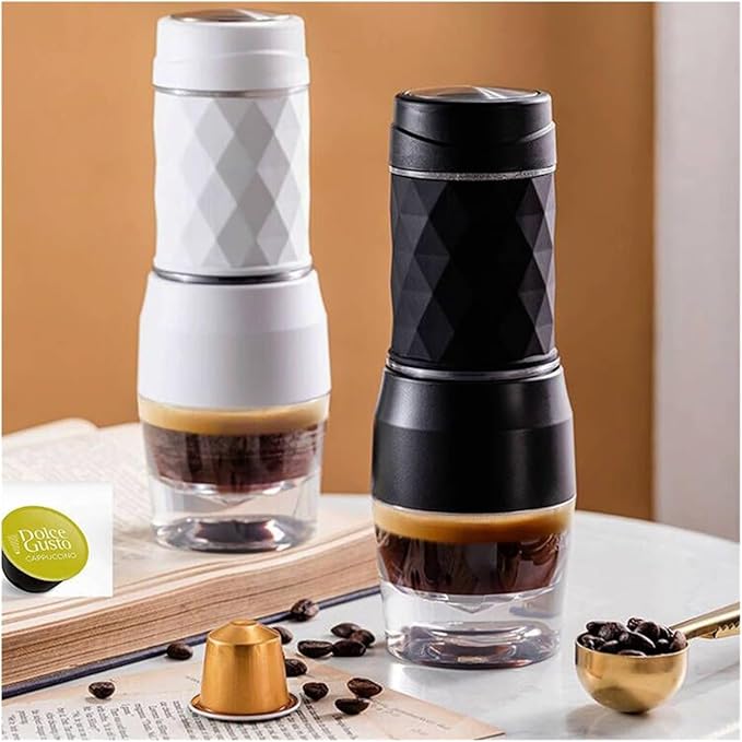 Portable Mini Hand Pressure Coffee Machine Espresso Coffee Maker Capsule Ground Coffee Brewer Portable for Travel and Picnic