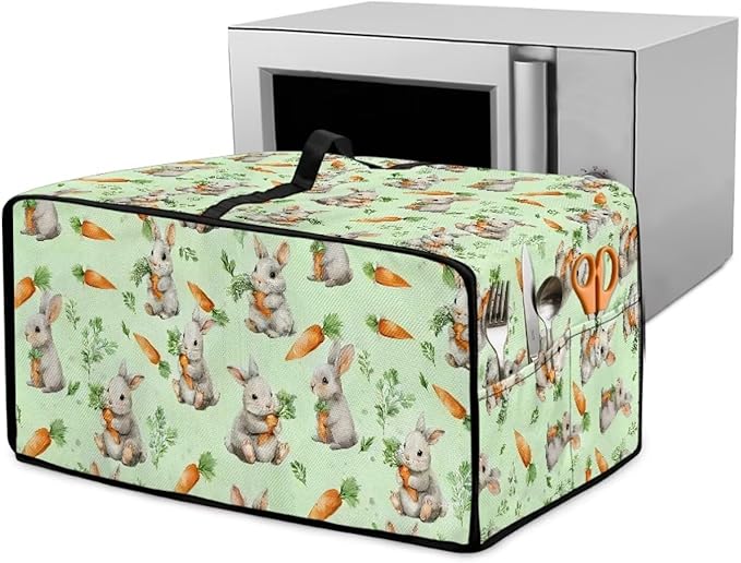 Bunny Carrot Print Toaster Oven Air Fryer Cover Heavy Duty Bread Maker Machine Covers with Accessory Pockets Kitchen Accessories M