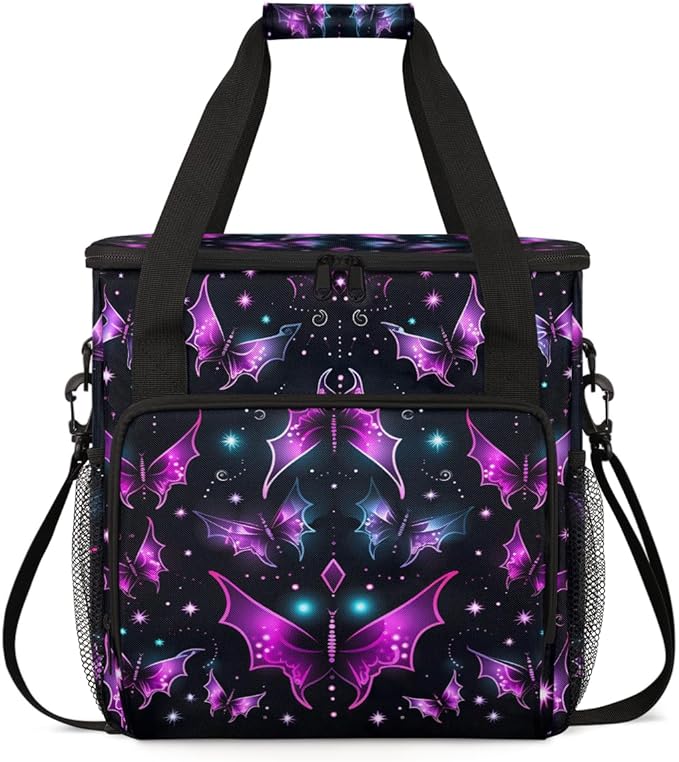 Halloween Bat Coffee Maker Carrying Bag Modern Bat Travel Storage Bag Compatible with K-Mini or K-Mini Plus Single Serve Coffee Brewer Carrying Case with Multiple Pockets &amp Shoulder Strap