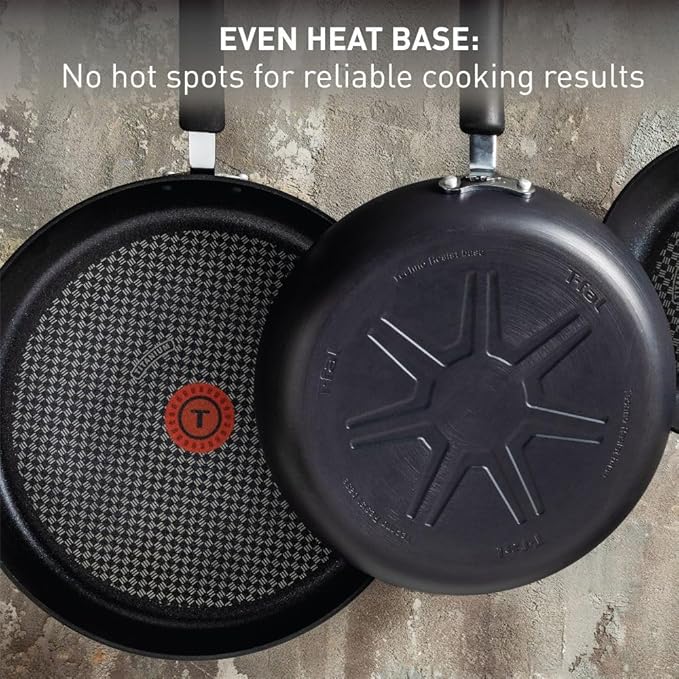 T-fal Ultimate Hard Anodized Nonstick Fry Pan Set 3 Piece: 8 10.25 &amp 12 Inch Oven Broiler Safe 400F Kitchen Cookware Set Pots and Pans Set Non Stick Frying Pans Skillets Dishwasher Safe B