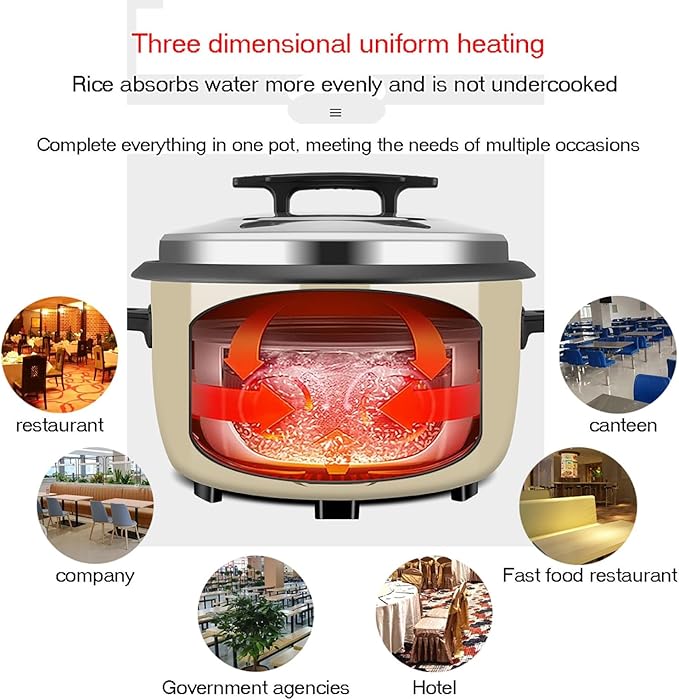 Commercial Rice CookerExtra Large Rice Cooker with Non Stick Pot8-45L for Hotel Restaurant Canteen Construction Site for 8-60 People Rice Cooker10L-1600W10L-1600W