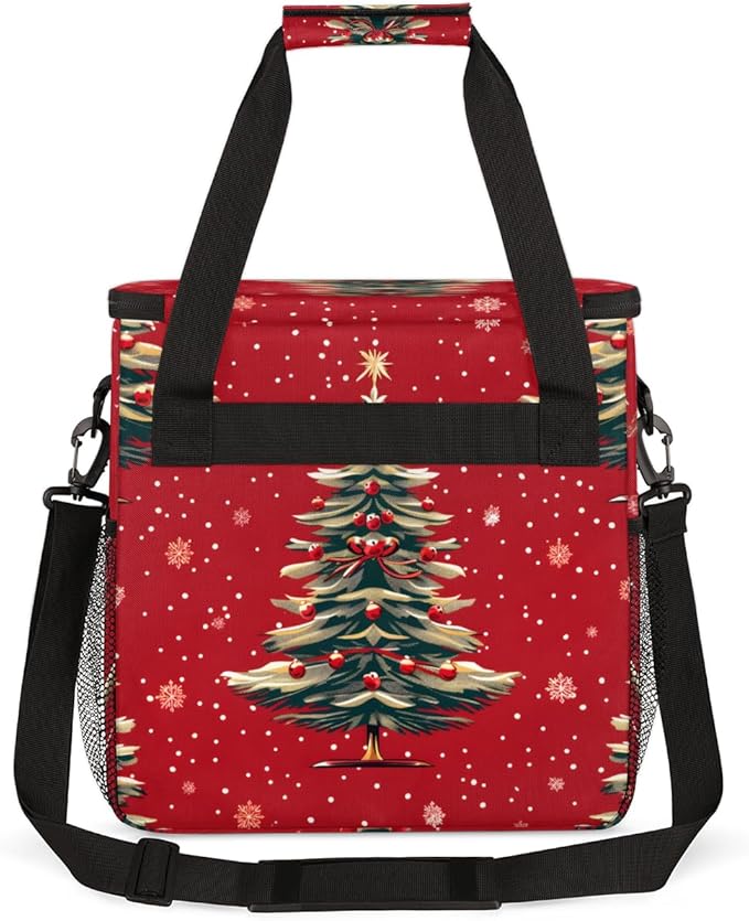 Christmas Festivals Coffee Maker Carrying Bag Colorful Tree Travel Storage Bag Compatible with K-Mini or K-Mini Plus Single Serve Coffee Brewer Carrying Case with Multiple Pockets &amp Shoulder Str