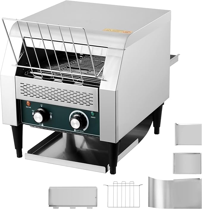 GarveeHome Commercial Conveyor Toaster 300 Slices/H 1800W 110v 7 Temperature Settings Commercial Toasters for Restaurant/Home With Timer for Bun Bagel Bread