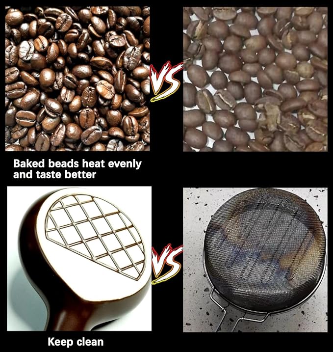 Ceramic Coffee Roaster Machine for Home Use Handy Stovetop Coffee Bean Roaster with Extended Handle Manual Coffee Baking Tool