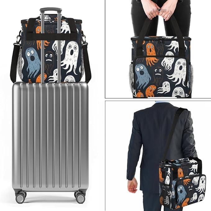 Graffiti Spooky Ghosts Coffee Maker Carrying Bag Travel Storage Bag Compatible with K-Mini or K-Mini Plus Single Serve Coffee Brewer Carrying Case with Multiple Pockets &amp Shoulder Strap